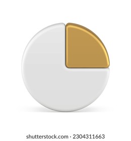 Chart pie graph diagram statistical business information analyzing 3d icon realistic vector illustration. Round graphic scheme data index golden part accounting planning brainstorm commercial analysis