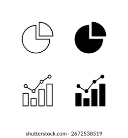 Colección de iconos de gráfico y gráfico en línea y estilo sólido