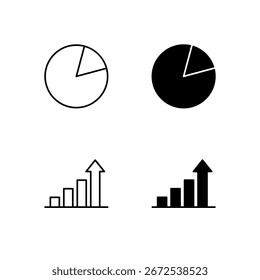 Colección de iconos de gráfico y gráfico en línea y estilo sólido