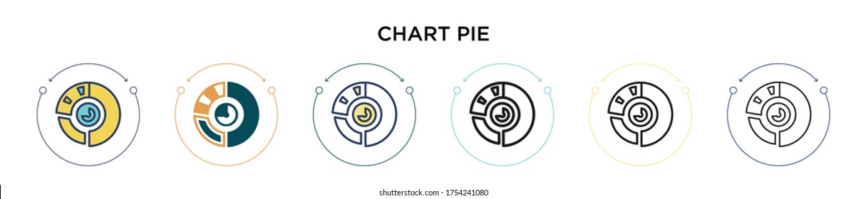 Chart pie icon in filled, thin line, outline and stroke style. Vector illustration of two colored and black chart pie vector icons designs can be used for mobile, ui, web