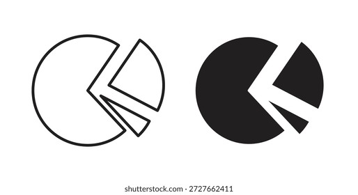 Chart pie icon with line and silhouette versions.