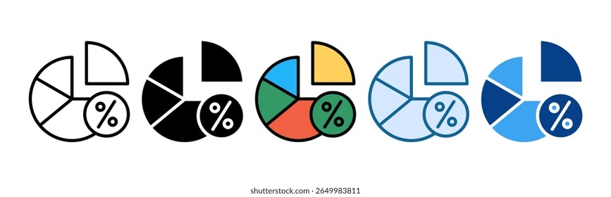 Chart Pie Icon Set Multiple Style Collection