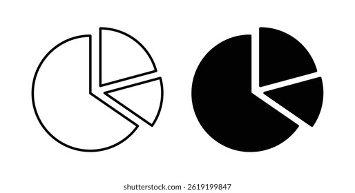 Chart pie icons set in black colors on white background