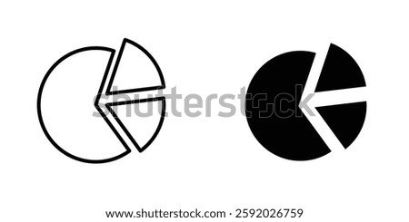 Chart pie icons. stroke line and black solid icons