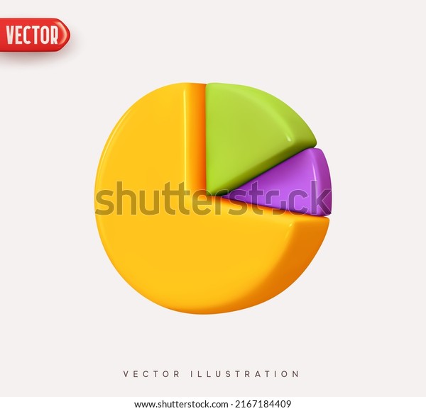 Chart pie infographic share. Element\
Infographic is divided into parts. Realistic 3d geometric round\
shape design. Business Graph Template. Modern isolated icon in\
cartoon style. Vector\
illustration