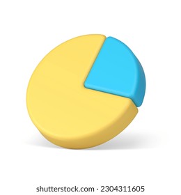 Gráfico diagrama circular con sección análisis de mercado de proyectos de negocio informe Icono 3d ilustración vectorial realista. Gráfico circular esquema de estadísticas de ventas de beneficios contables con segmento de parte del índice de datos