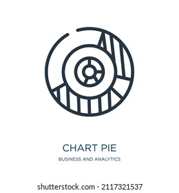 chart pie thin line icon. pie, report linear icons from business and analytics concept isolated outline sign. Vector illustration symbol element for web design and apps.