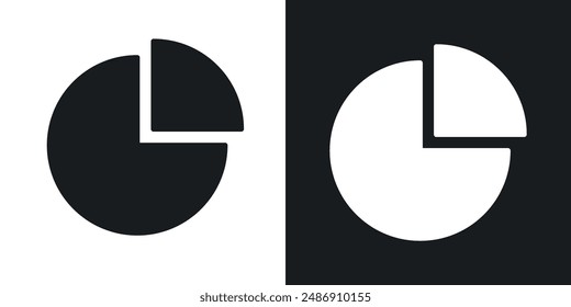 Chart pie vector icon set in solid black and white color