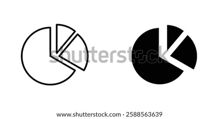 Chart pie vectors icons set in filled and strokes on white background