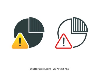 Chart pie warning icon. Illustration vector