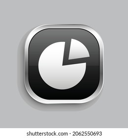 chart piece icon design. Glossy Button style rounded rectangle isolated on gray background.. Vector illustration