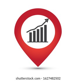 Chart , pin pointer on map icon on white background