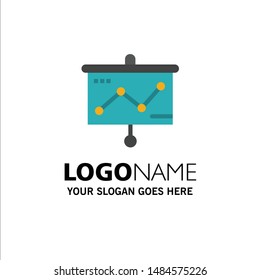 Chart, Presentation, Graph, Projector Business Logo Template. Flat Color. Vector Icon Template background