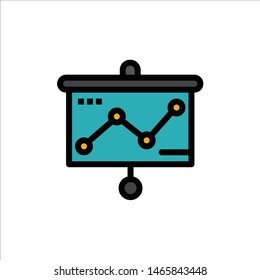 Chart, Presentation, Graph, Projector  Flat Color Icon. Vector icon banner Template. Vector Icon Template background