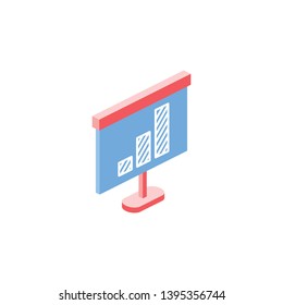 Chart presentation vector 3d isometric color icon new flat style. Creative illustration, idea for infographics.