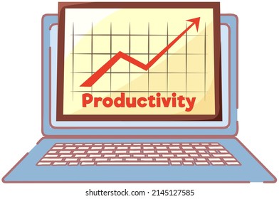 Chart of productivity and growth of statistical indicators. Business process diagram on screen. Program for data analysis and statistics. Business development analytics on computer vector illustration