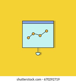chart in projector screen icon on yellow background
