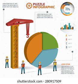 Chart puzzle info graphic design,three dimension,clean vector