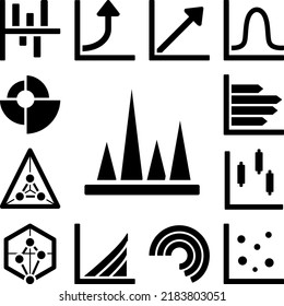 Chart pyramid icon in a collection with other items