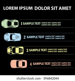 Chart racing car as a template to your theory in vector style.
