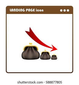chart reduction, purse, landing page icon