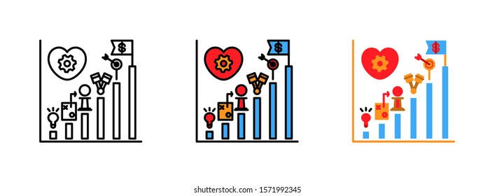 chart for report icon set isolated on white background for web design ,Business Strategy Concept
