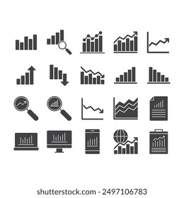 Chart Report Icon Set Sign Symbol