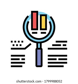 Chart-Recherche-Farbsymbol-Vektorgrafik. Diagramm Forschungszeichen. einzelne Symbolillustration
