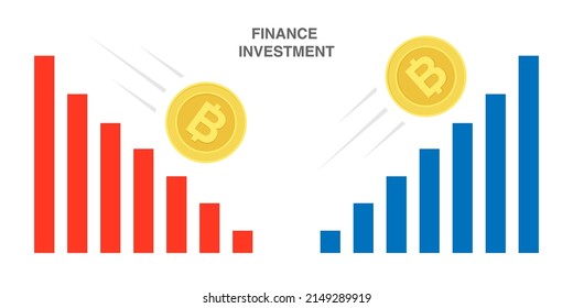 Gráfico de la subida y caída del tipo de cambio. Auge y caída de bitcoin 