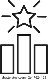 Chart with rising star icon showing SEO performance uplift or keyword growth with transparent background