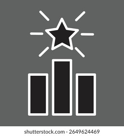 Chart with rising star icon showing SEO performance uplift or keyword growth with transparent background