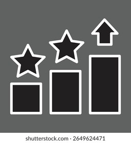 Chart with rising star icon showing SEO performance uplift or keyword growth with transparent background