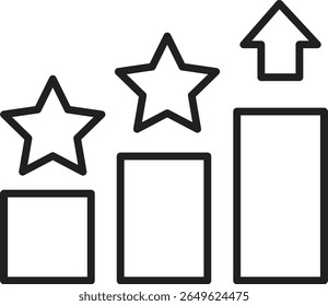 Chart with rising star icon showing SEO performance uplift or keyword growth with transparent background