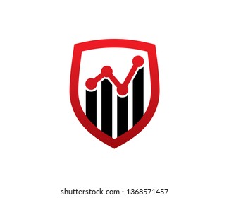 Chart and Shield Logo Template, Icon, Symbol - Vector