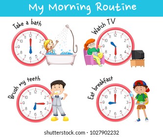 Chart showing different morning routines illustration