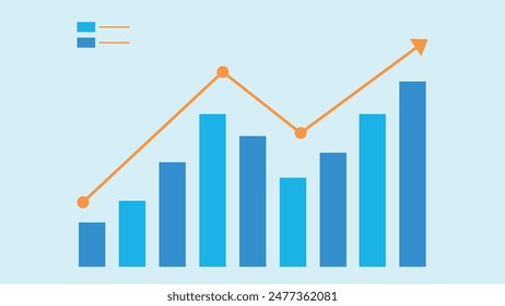 Chart showing investment growth. Flat style graphics.