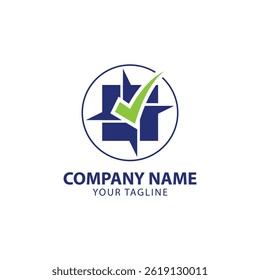 chart in side circle with check mark for accounting stock market analytic vector logo design template
