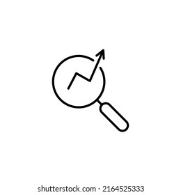 Chart simple icon. Report graph or Sales growth sign in Magnifying glass. Analysis and Statistics data symbol. Quality design elements. Classic style. Vector eps 10