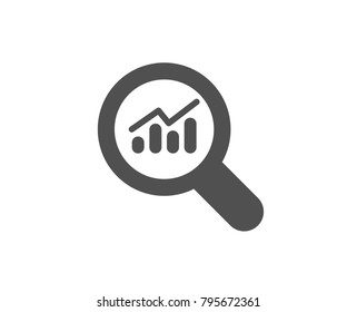 Chart simple icon. Report graph or Sales growth sign in Magnifying glass. Analysis and Statistics data symbol. Quality design elements. Classic style. Vector