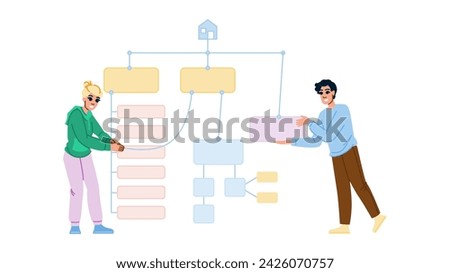 chart sitemap  vector.  site flowchart, organization ux, flow web chart sitemap character. people flat cartoon illustration