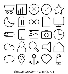 Chart, Chart, Smile, Mail, Message remove, Add message, Opened envelope icons set. Vector minimalistic illustrations pack