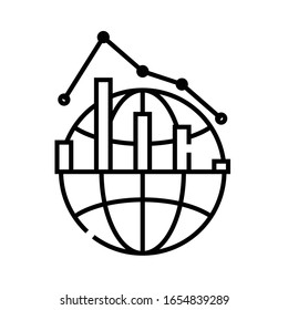 Diagramm Statistikzeilensymbol, Concept-Zeichen, Umriss der Vektorillustration, Linearsymbol.