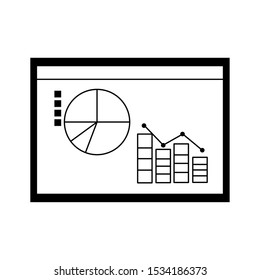 chart of statistical graphs icon over white background, vector illustration