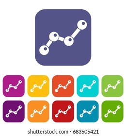 Chart statistics line icons set
