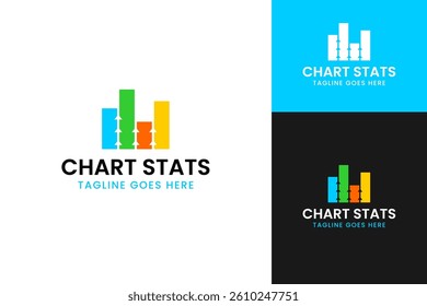Chart stats business logo design template vector symbol illustration