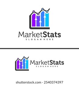 Chart stats logo template. Market success vector design. Growth graph illustration