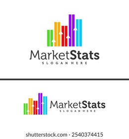 Chart stats logo template. Market success vector design. Growth graph illustration