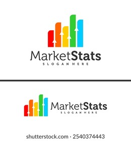 Modelo de logotipo de estatísticas do gráfico. Projeto vetorial de sucesso de mercado. Ilustração do gráfico de crescimento