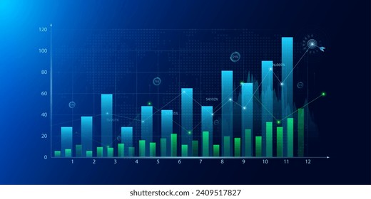 Chart stock market. Analysis candlestick up trend of graph growth. Planning business strategy financial investment. Vector EPS10.