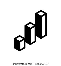 símbolo de gráfico icono de línea negra plana, Ilustración vectorial